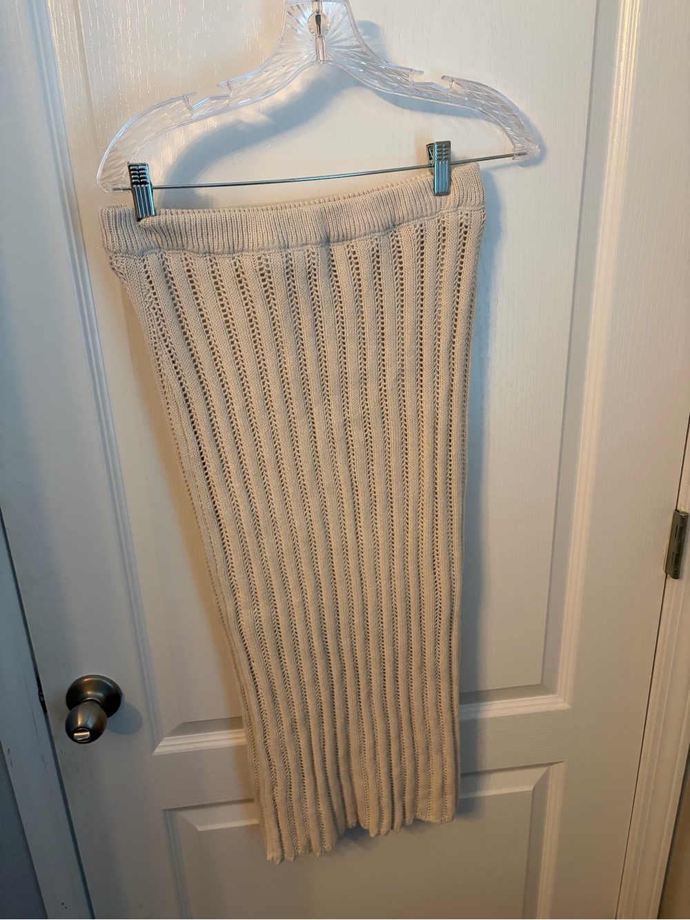 Freshman Cream Ribbed Knit Maxi Skirt